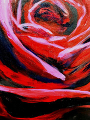 LOVELESS – „VELVET ROSE“ acrylic on canvas COA 11 X 14 Art Impressionism