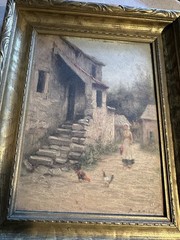 Burr H Nicholls Oil On Board French Farmhouse Painting Old Frame Gallery Label