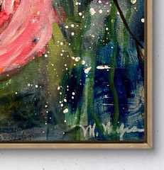 Mary Myers Original Acrylic Pink Rose Abstract Floral 10×10 Canvas