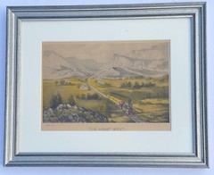 Currier & Ives Vtg Matted Lithograph . THE GREAT WEST Ultra Classic – No Frame