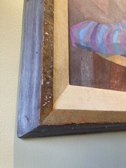 Anton Refregier Oil Painting on Board, 1968, in Original Frame, 35×23, Guitar