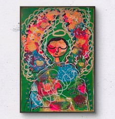 Original Abstract Wisdom Angel Painting 5×7 Soulful Series Whimsical Spiritual