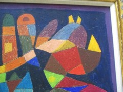 VINTAGE MID CENTURY ABSTRACT CUBIST rare PAINTING EXPRESSIONISM LISTED NEW YORK