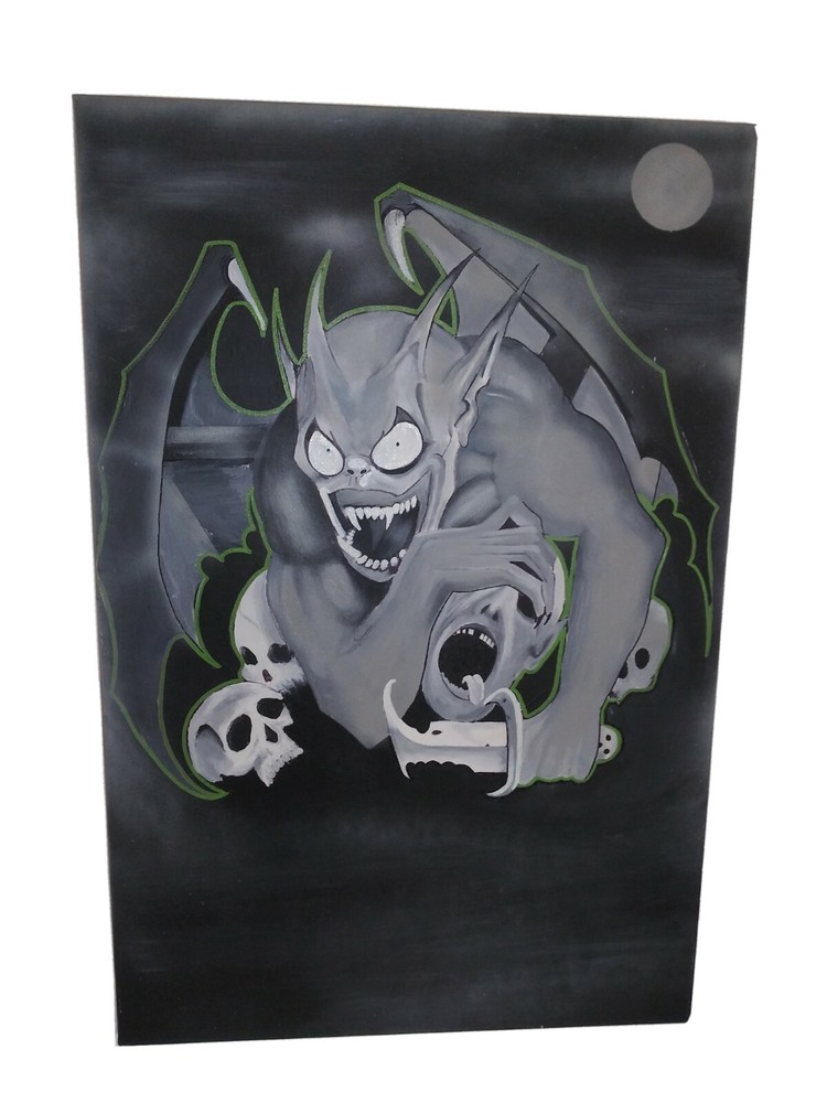 Gargoyle PaintI ng on Large 24 X 36 Inch Canvas – Artist MAKE$ – Original