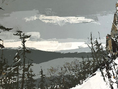 JOHN LOREN HEAD Original Painting NH Winter Mountain Scene with Skier (28″x 22″)