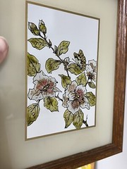 Reverse Glass Painting Set 2 Floral Butterfly Design Dogwood VTG Wood Frames SEE