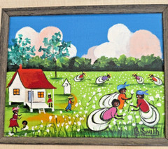 B. Smith Original Oil on Canvas Painting, signed by artist. Folk Art Primitive