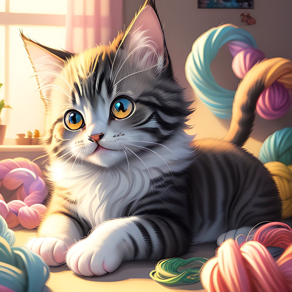 Kitten Oil Painting Digital image Wallpaper Background Image Desktop art