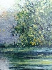 Fishing Boat Original Oil Painting 6×4 Framed Signed Lake River Landscape Art