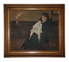 After Cecilia Beaux Mother And Child Oil Painting Signed Patricia Morone Framed