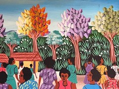 Oil Painting Portrait Haiti Haitian Ethnic Folk Art Portrait Marketplace Village
