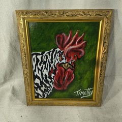 Original Acrylic Painting “ Bantam Head Shot “ 8″ X 10″ By Timothy Designs