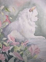Original Watercolor Painting Cat Portrait Kitty Wall Art Unframed 15”x11” Signed