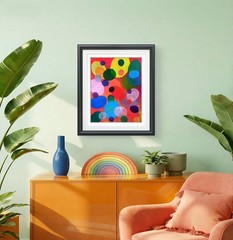Mid Century Modern Abstract Acrylic Painting Colorful Art Original 11×14