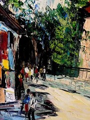Original Oil Painting of Street Scene by Tea Sternklar Framed, In Excellent Cond