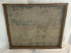 Vtg Lion Folk Painting 1920s 30s African Savanna Oil On Canvas Trees American