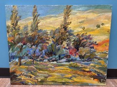 Oil Painting Autumn in the Mountains S. Subhanov Home Decor Original Art ROAN