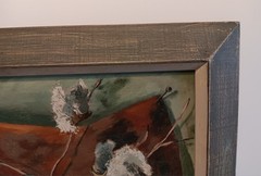 Large MCM Early Mary Ann Ginter Painting circa 1950’s Listed Artist „COTTON“ Art