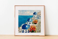 Santorini Painting Greece Original Art Landscape Little Impasto