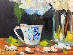 Hydrangea Floral Original Oil Painting Art Impasto Flower Still Life 8×10 in