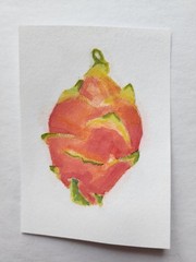 ACEO Original Abstract Acrylic Painting of a Dragonfruit Fruit by Kiva