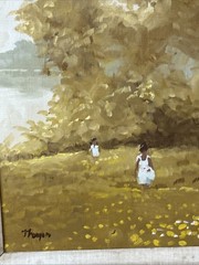 Original Oil Painting on Canvas Impressionist Landscape w/Two Figures