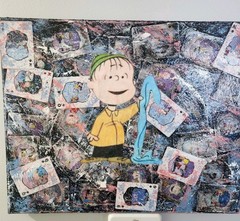 Peanuts Charlie Brown & Linus Collage acrylic painting 16×20 Unframed Canvas