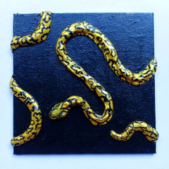 3D Emboss Snake Animal Glue Gun Canvas Shiny Pop Medium Art Hand Painting NEW