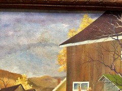 FALL COLORFUL TREE, LANDSCAPE, MEADOW, BARN PAINTING