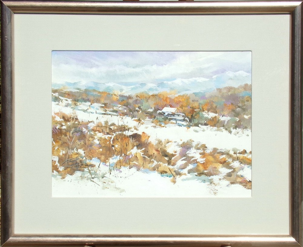 Jann Bass „Brush Creek“ Original Watercolor & Pastel Painting, southwestern