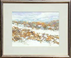 Jann Bass „Brush Creek“ Original Watercolor & Pastel Painting, southwestern