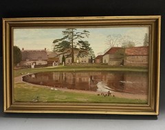 Vevlie Hill Signed English Oil Painting Ashmore Pond Village Dorset England UK