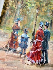 vtg Original Oil Painting French Paris Street Scene 38×26