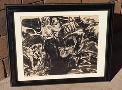 JOHN EDWARD COSTIGAN Original Ink and/or mixed media Painting of Bathers, As IS