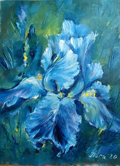 French lily flower impressionist original oil painting canvas cardboard framed