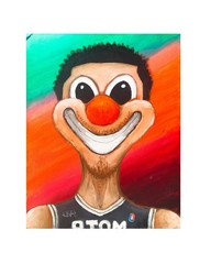 Cartoon NBA Portrait: Fiesta Wemby (16×20” Finger Painting on Canvas)