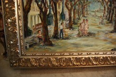 ORIGINAL FRAMED OIL EL PRADO BOULEVARD SCENE OLD HAVANA, CUBA ARTIST HECTO VIDAL