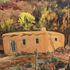Orig Southwest Oil Painting Arizona Landscape Nell Rhodes Bickel McCoy 1920’s