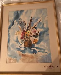 Eve Nettercott, Still Life With Flowers In Vase, Watercolor On Paper. Signed DB