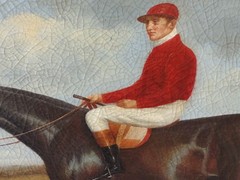 Signed Robinson Portrait Jockey Up Original Oil Painting On Canvas Vtg