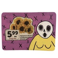 Original Mini Painting Skeleton Sunflowers ACEO Small art Miniature Junk Mail