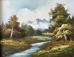 MQ1649 100% Handmade Painted River Landscape Tree Oil Painting Canvas Wall Art