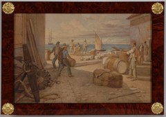 Franz von Habermann (1788-1866) „Unloading in Italian Harbor“ 1854 (m)