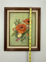 Vintage 1980s California Botanical Floral Painting Poppies E Meyer
