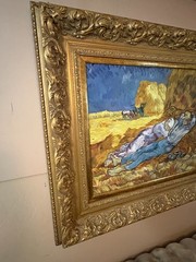 Noon Rest from Work framed VAN GOGH repro hand-painted oil on canvas BEAUTIFUL!