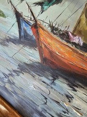 1962 Oscar T. Navarro Oil Painting Manila Seascape maritime vintage 16×20