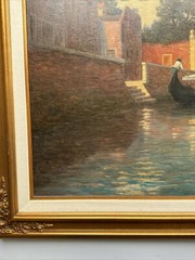 JOHANNES SON PAINTING ANTIQUE 19TH CENTURY ITALY VENETIAN CANAL MASTERFUL FAMOUS