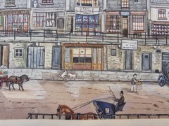 2 Orig. Ca. 1865 Watercolor Views: STIRLING, SCOTLAND Street Scenes w/Highlander