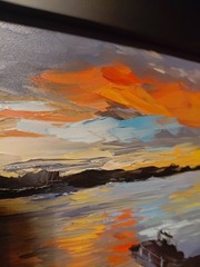 Moody Original Oil On Board Painting 11 x 11 Rainbow Sunset Mike Moyers 2014