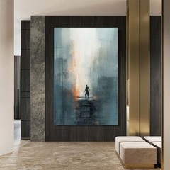Modern Grey Wall Art Canvas Painting Hand Painted Decorative Painting Size